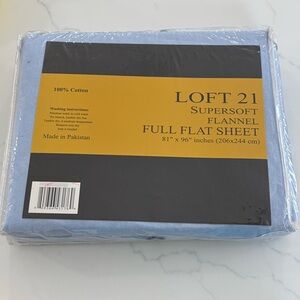 LOFT 21 Supersoft Flannel Full Flat Sheet - Blue 100% cotton